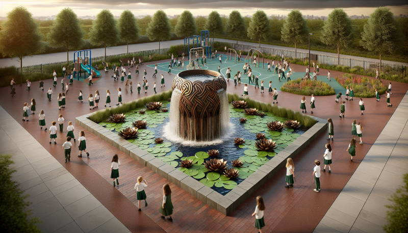 large celtic containercpond in playground